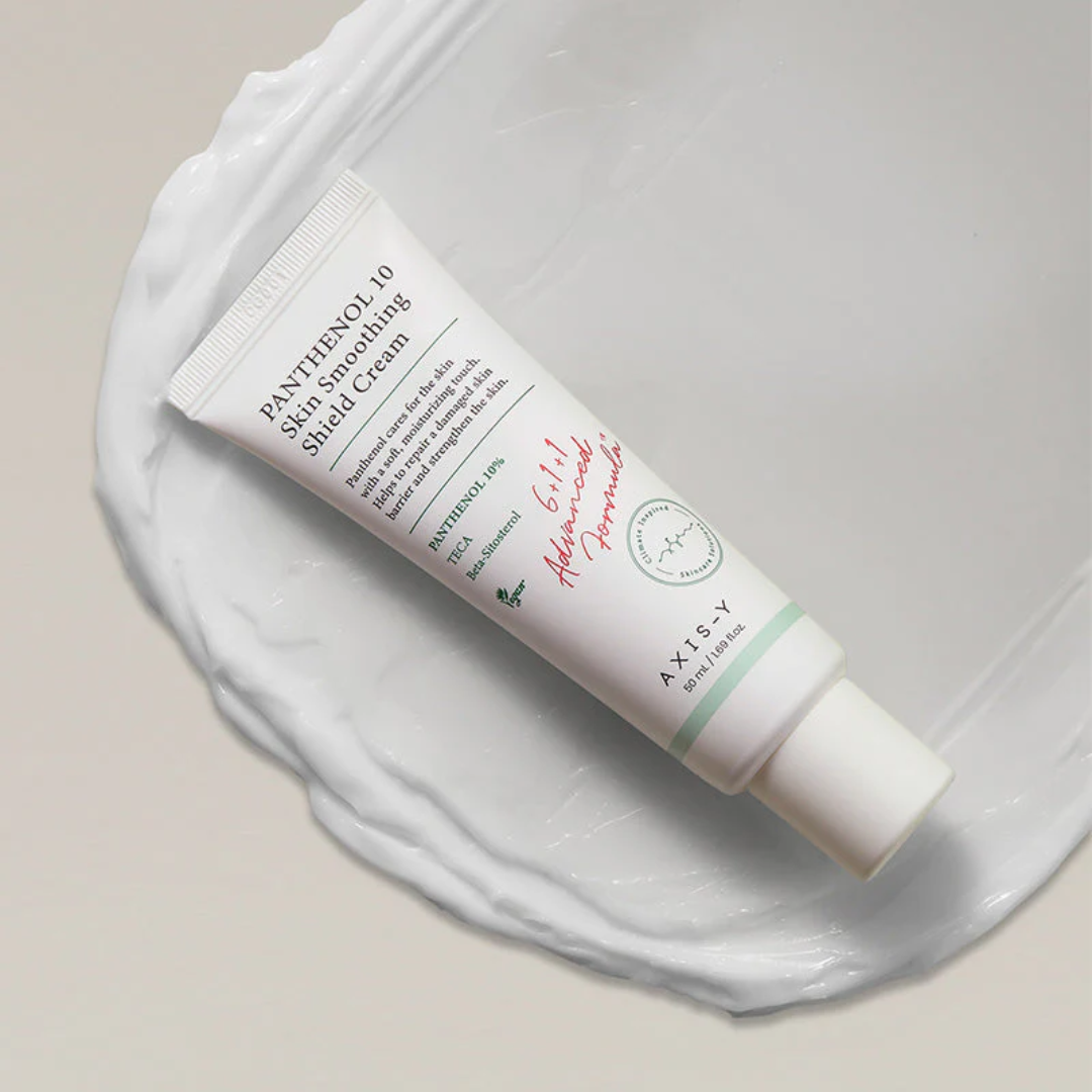 Tube of Panthenol 10 Skin Soothing Shield Cream on a white surface