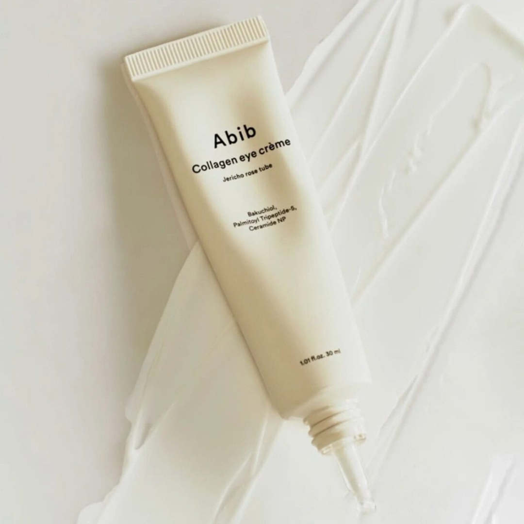 Tube of Abib Collagen eye crème on a white background