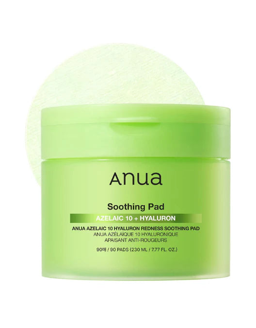 Anua soothing pads jar with pad on a white background