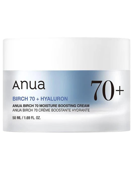 Anua Birch 70+ Hyaluron cream packaging on a white background