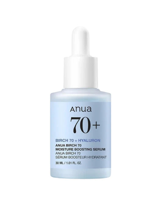 Anua Birch 70+ Hyaluron serum bottle on a white background
