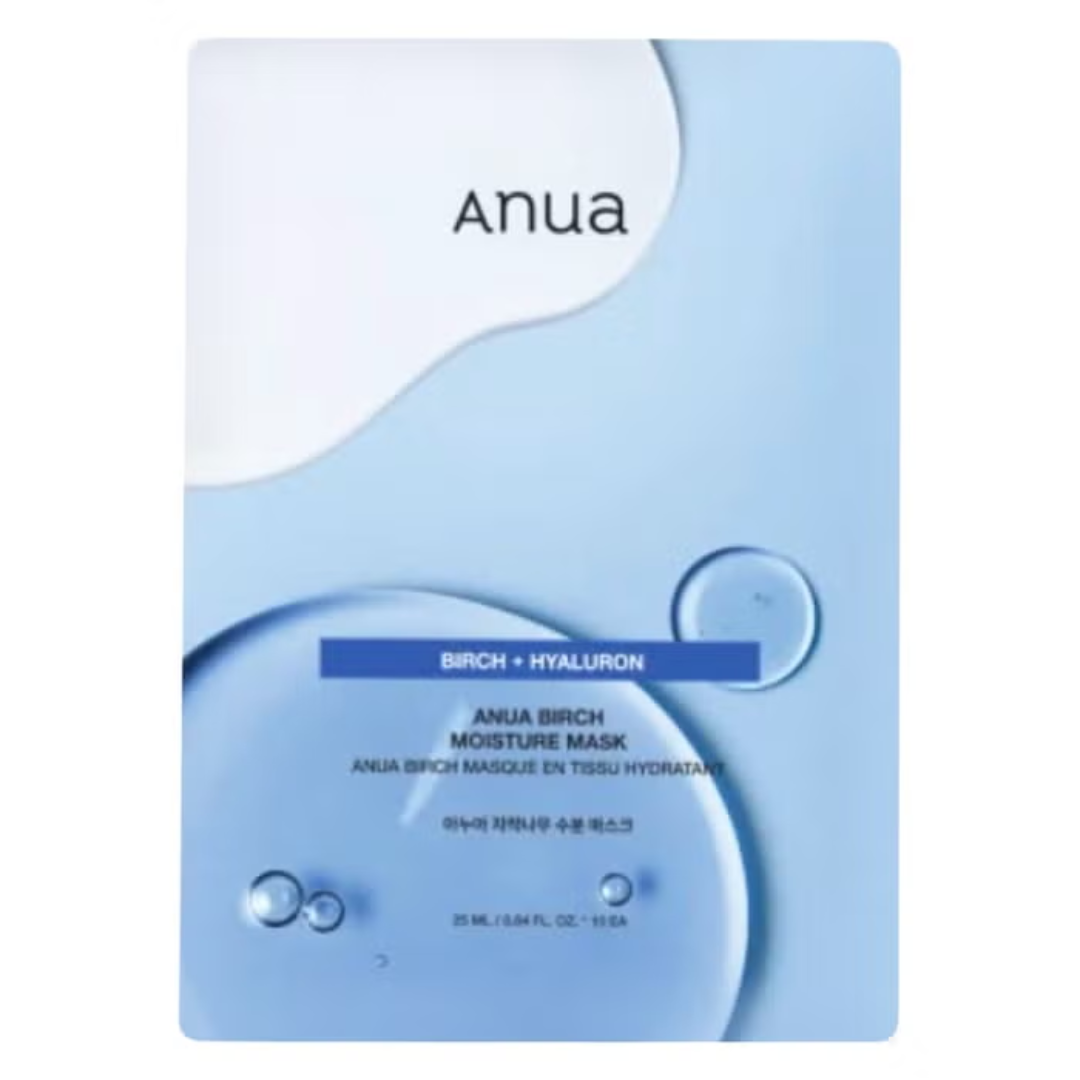 Anua Birch + Hyaluron moisture mask packaging on a white background