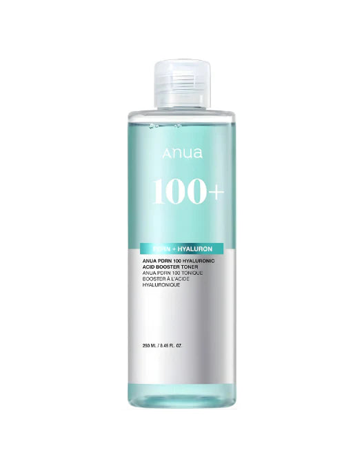 Anua 100+ toner bottle on a white background
