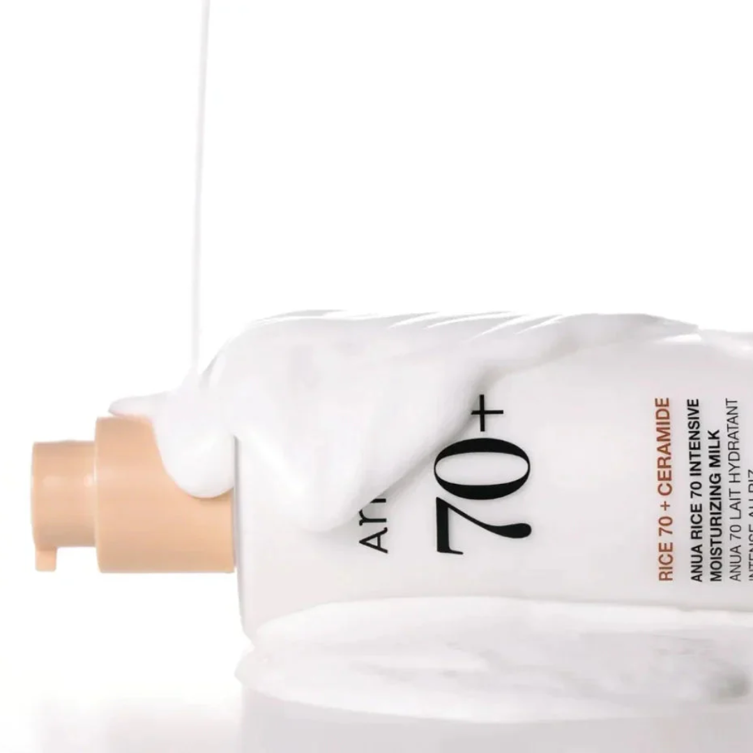 White bottle of skincare product with visible brand name and text on a white background