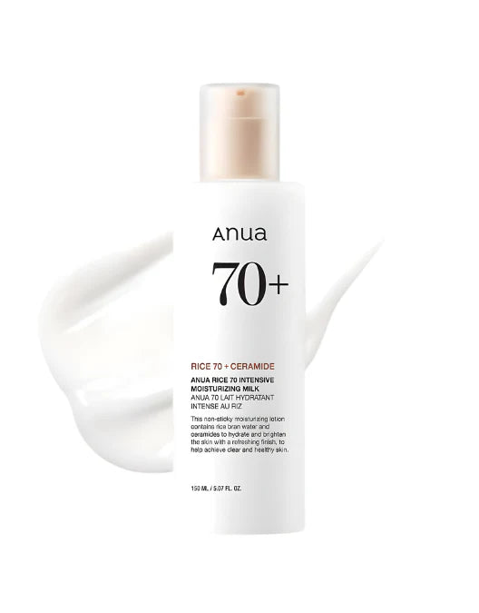 Anua 70+ skincare bottle on a white background