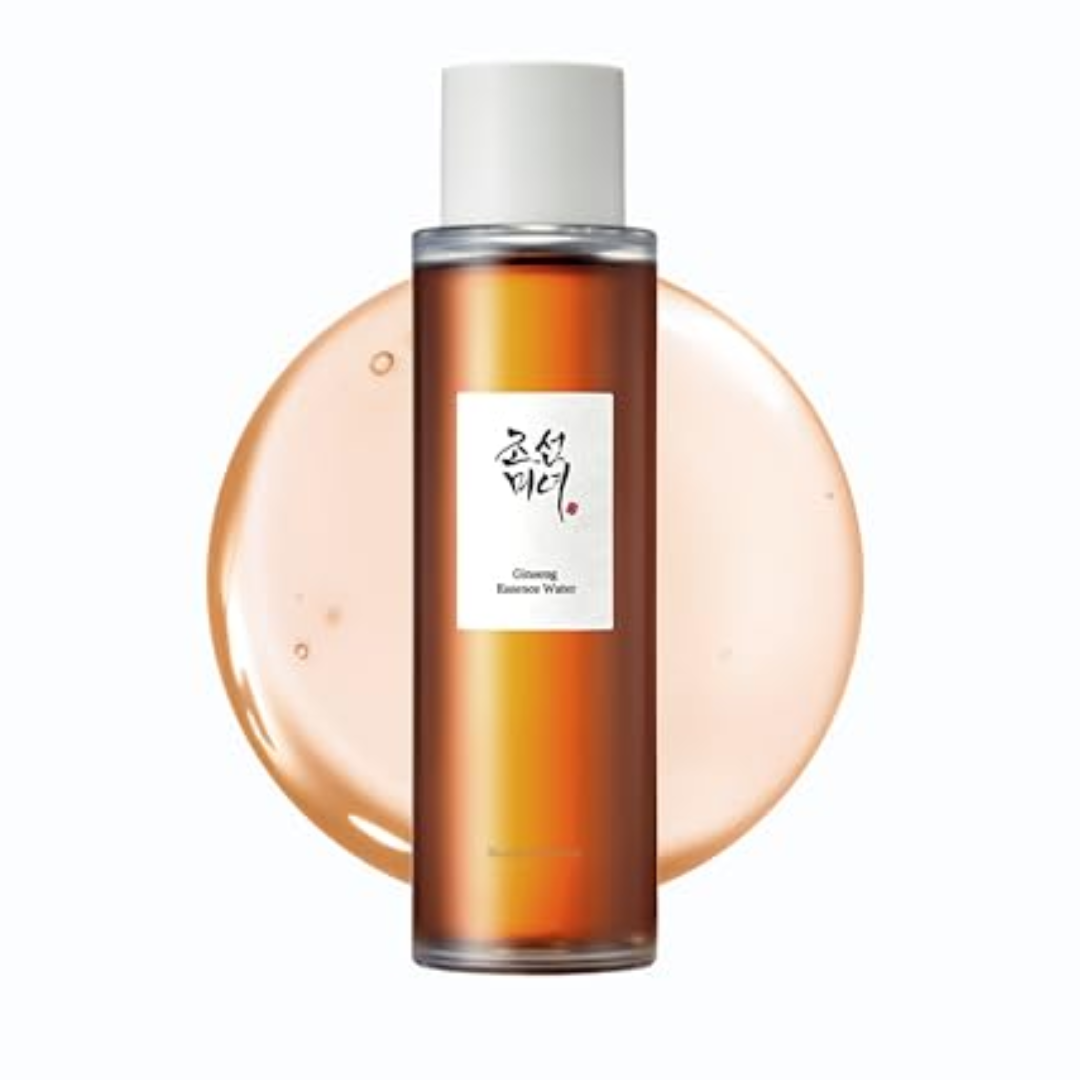 Skincare bottle with a label on a white background