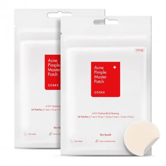 Two packages of COSRX Acne Pimple Master Patch on a white background