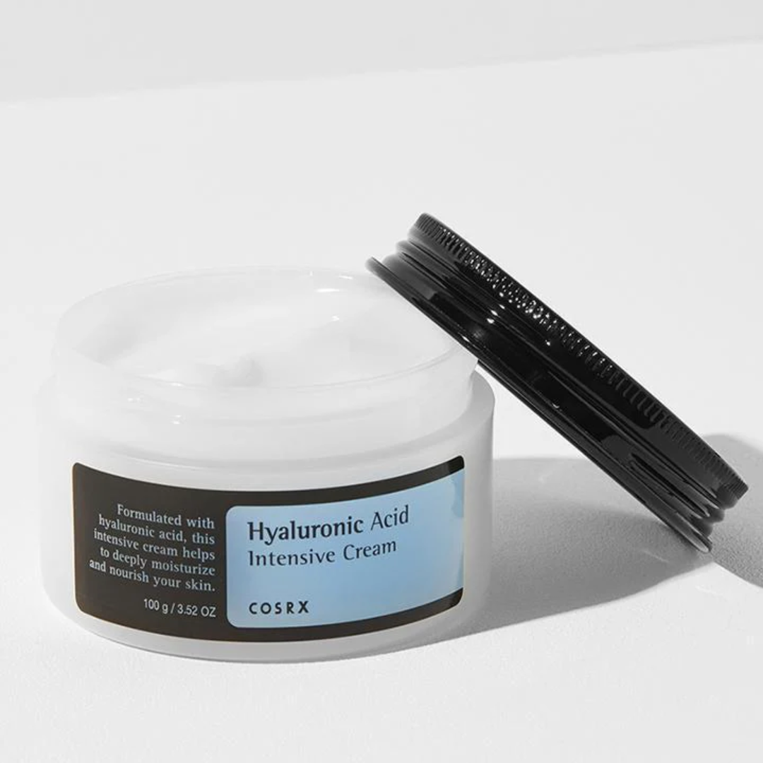 Cosrx Hyaluronic Acid Intensive Cream jar with black lid on a white background