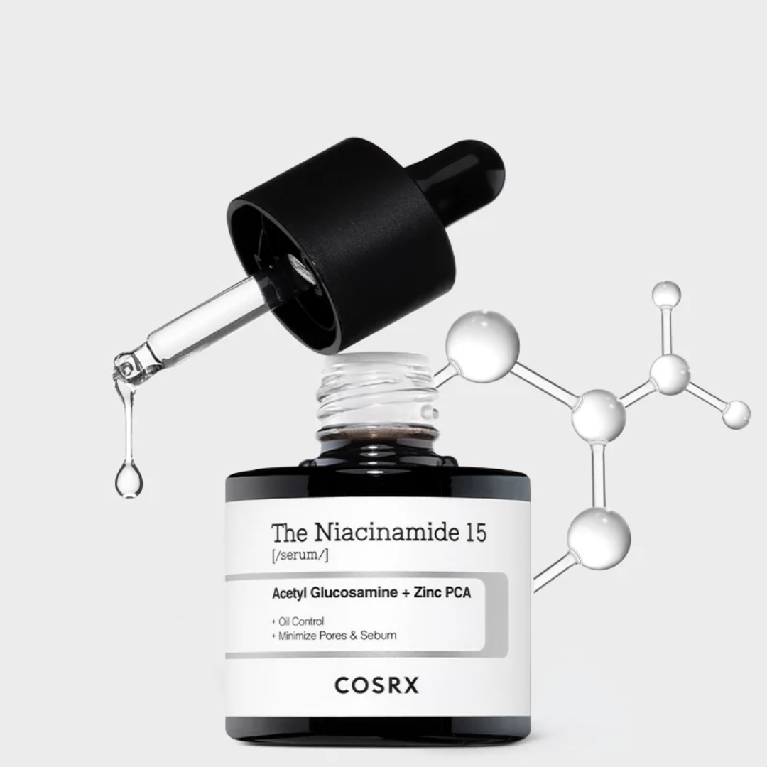 Cosrx skincare serum bottle with dropper on a white background