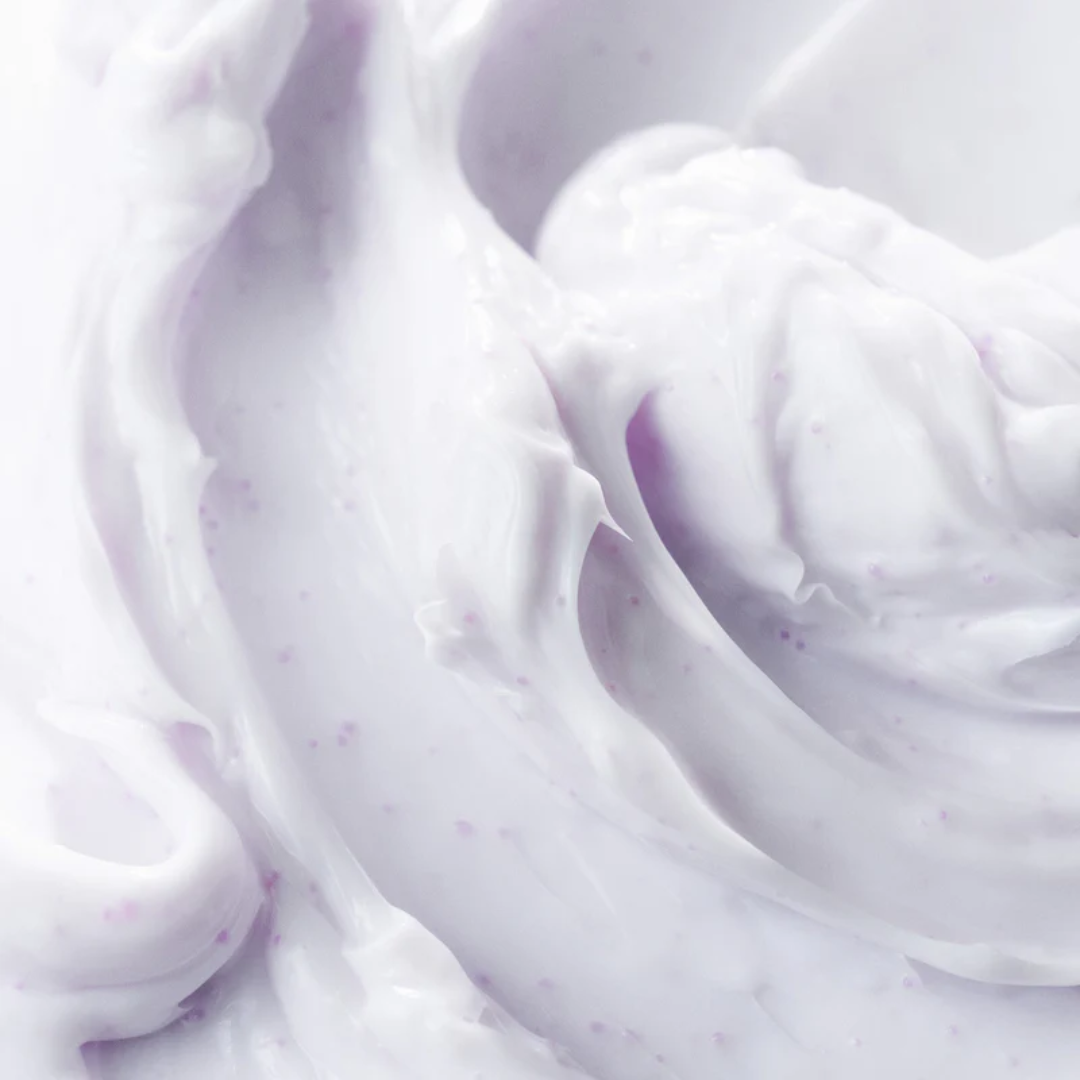 Close-up of smooth, light purple cream texture