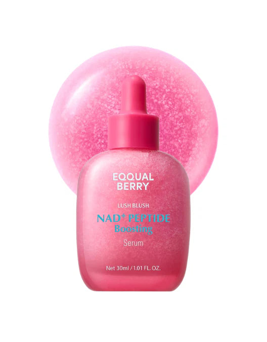 EQQUALBERRY peptide boosting serum bottle with pink liquid on a white background