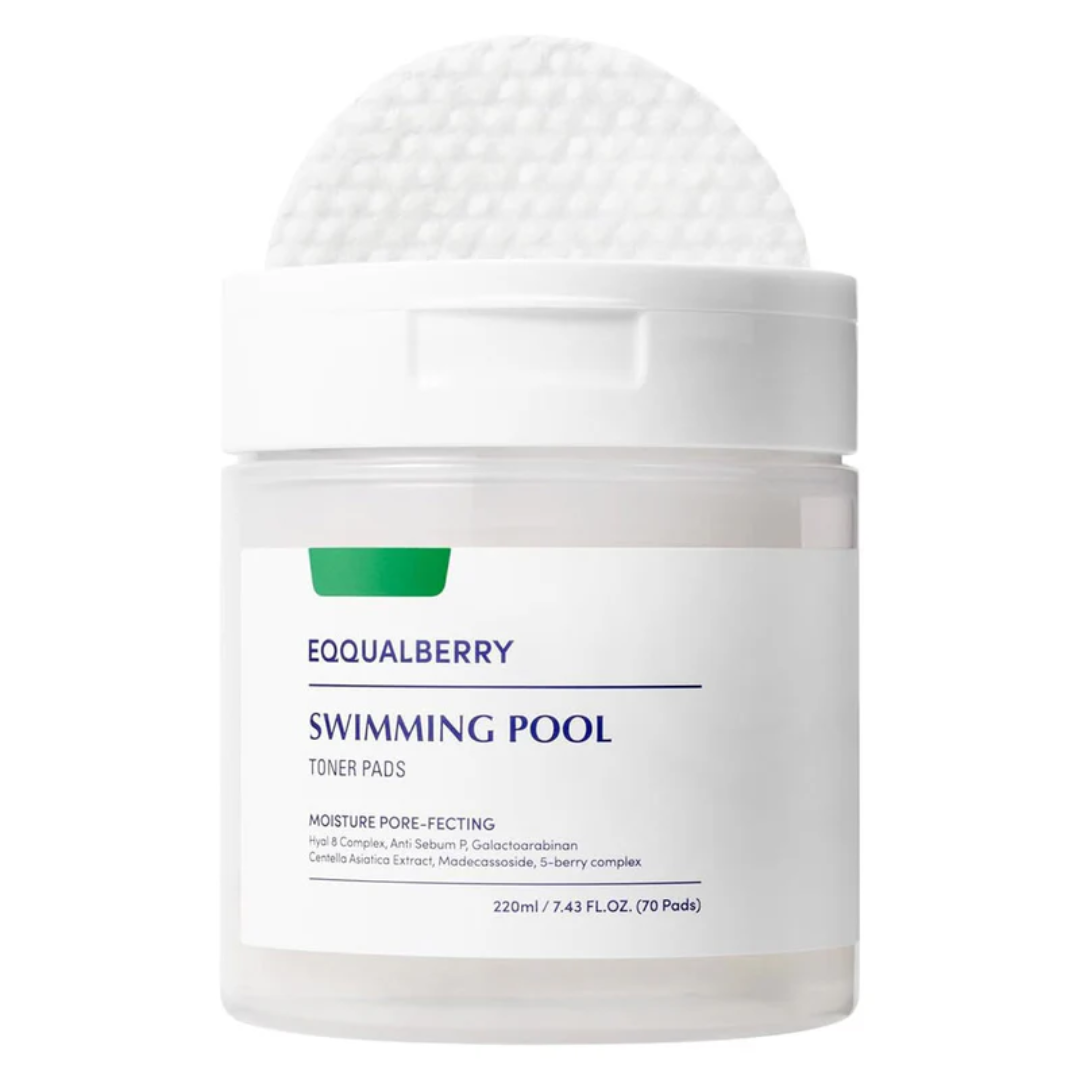 Container of Equalberry Swimming Pool toner pads on a white background