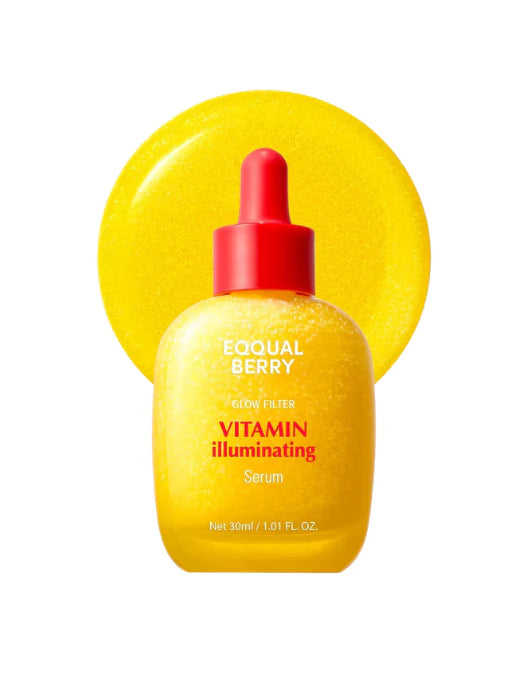 EQQUALBERRY vitamin serum bottle with orange liquid on a white background