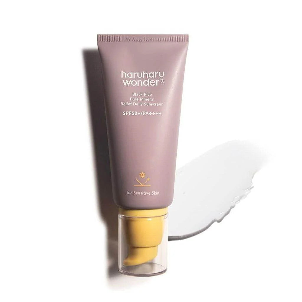 Haruhu wonder sunscreen tube on a white background