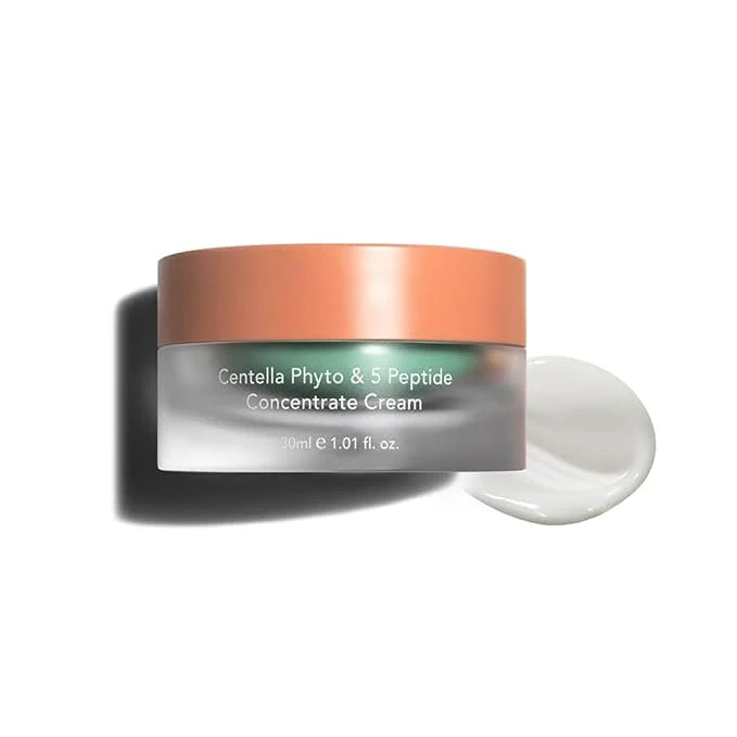 Jar of Centella Phyto & 5 Peptide Concentrate Cream with a visible amount of cream on a white background