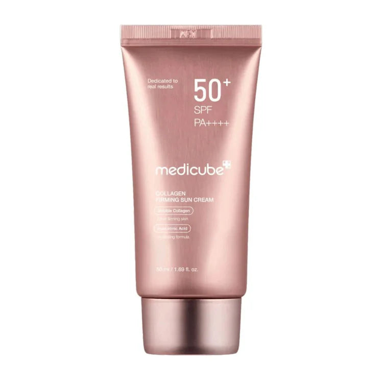 Medicube Collagen Sun Cream bottle on a white background