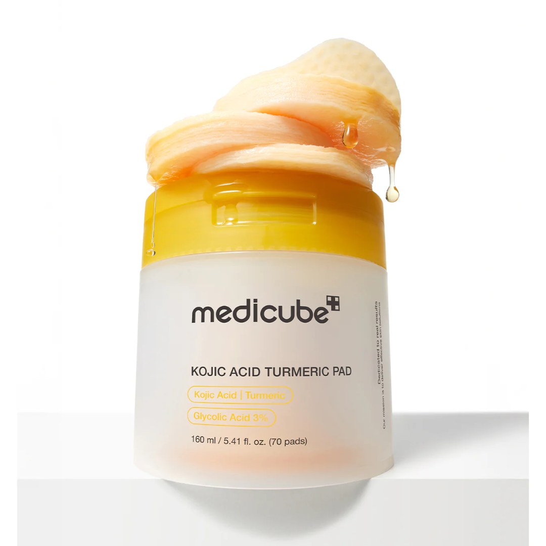 Jar of Medicube Kojic Acid Turmeric Pad with a white background
