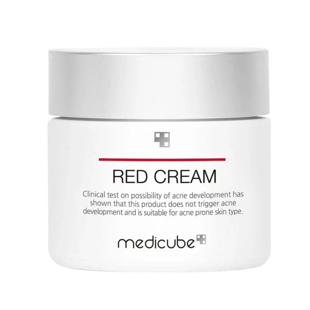 Jar of Medicube Red Cream on a white background