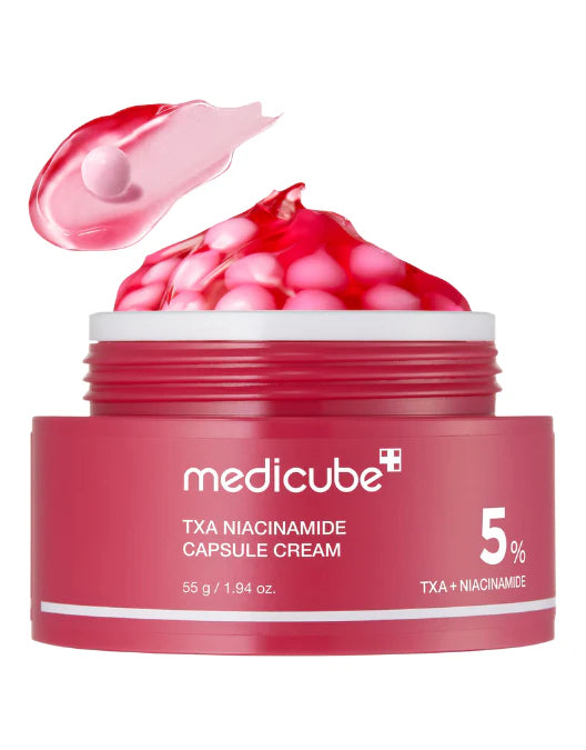 Medicube capsule cream open jar on a white background
