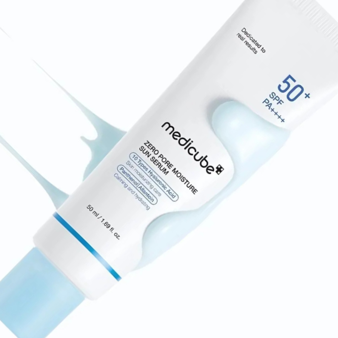 Medicube skincare product with blue and white packaging on a white background