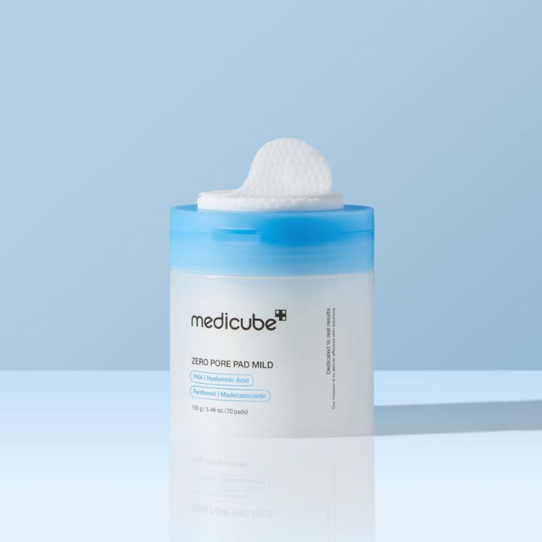 Medicube Zero Pore Pad Mild packaging on a light blue background