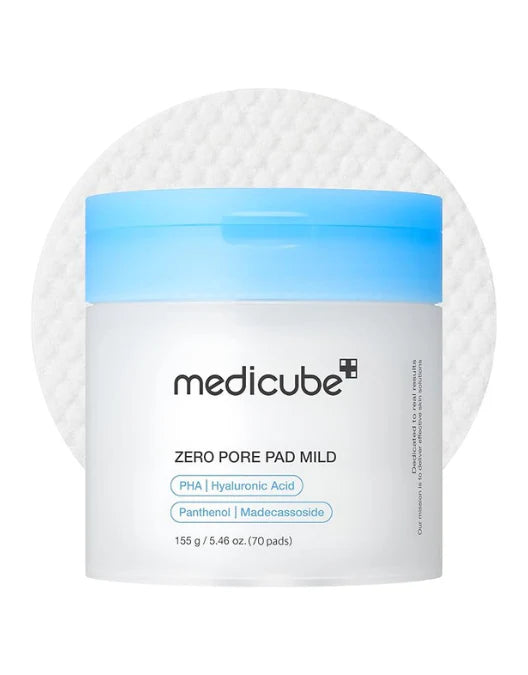 Medicube zero pore pad mild jar with pad on a white background