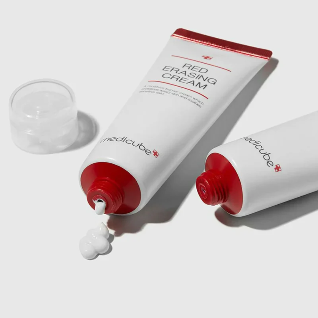Two tubes of Medicube Red Erasing Cream on a white background