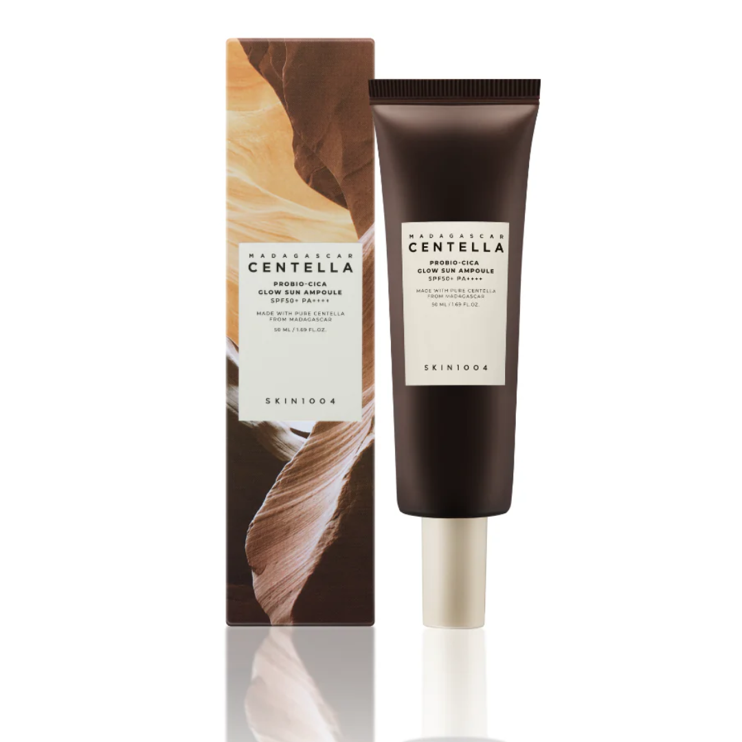 Skincare product with packaging featuring a floral design on a white background