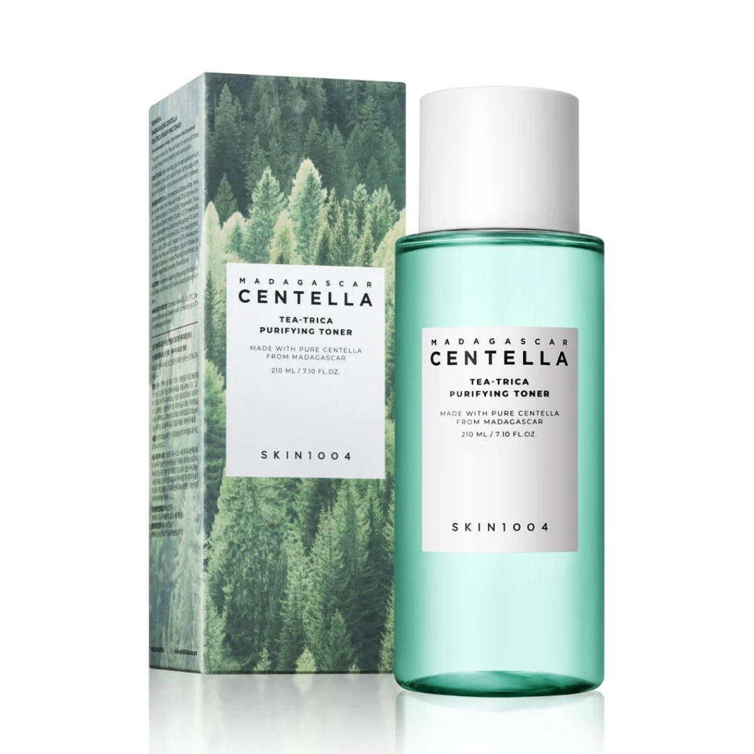 SKIN1004 Madagascan Centella Tea Tree toner bottle and packaging with forest design.