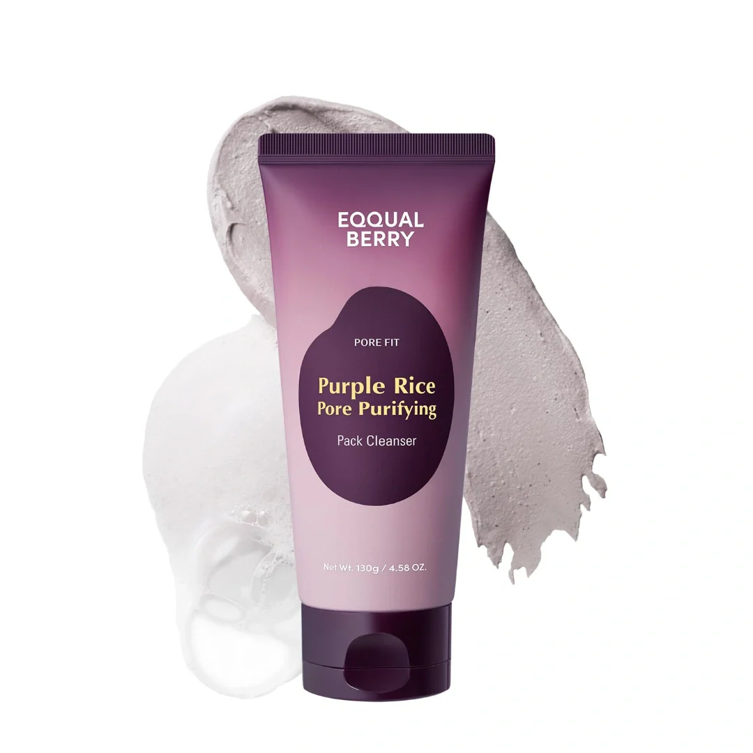 Tube of Equal Berry Purple Rice Pore Purifying Pack Cleanser on a white background
