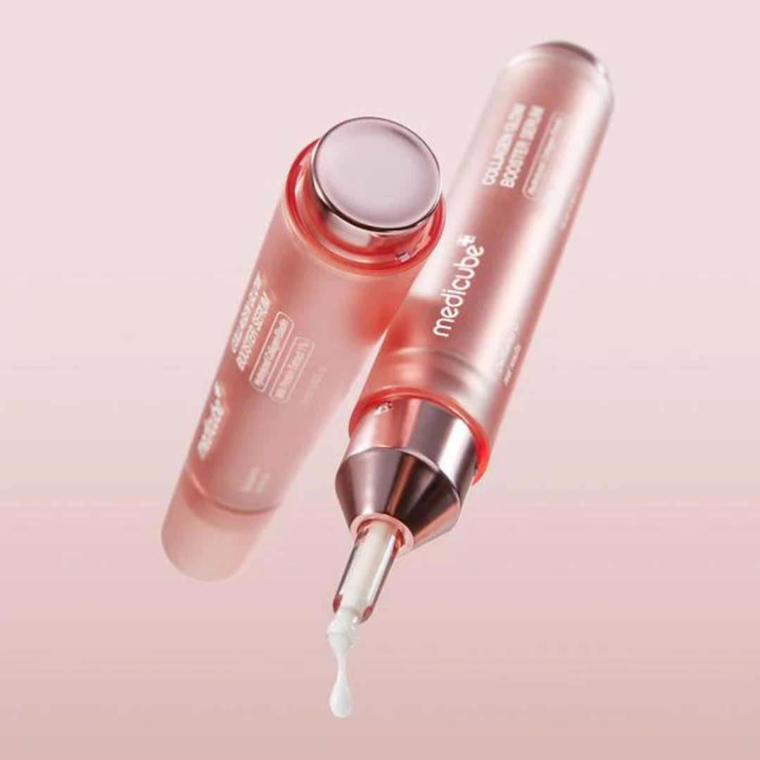 Mediclab skincare product with dropper on a pink background