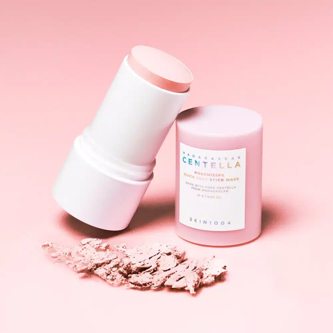 Skinfood Centella Soothing Green Tea Mask on a pink background
