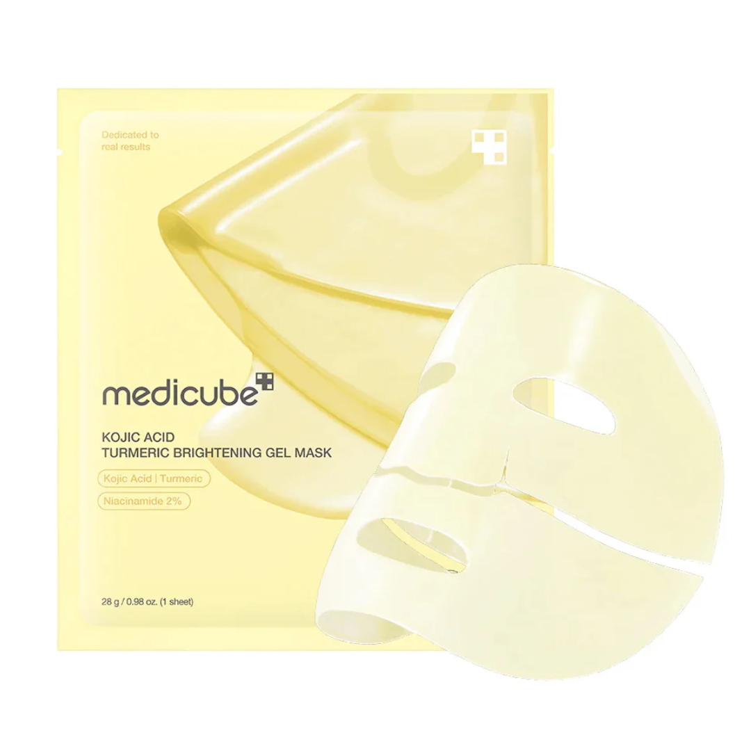 Medicube Kojic Acid Turmeric Brightening Gel Mask with packaging on a white background