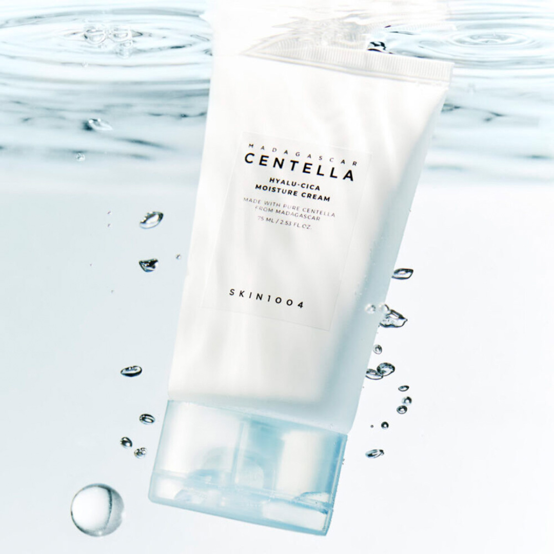 SKIN1004 Centella Hyaluronic Moisture Cream tube in a water background