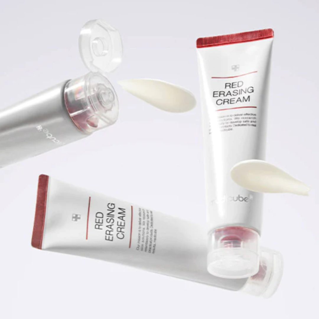 Two tubes of Red Erasing Cream on a light gray background