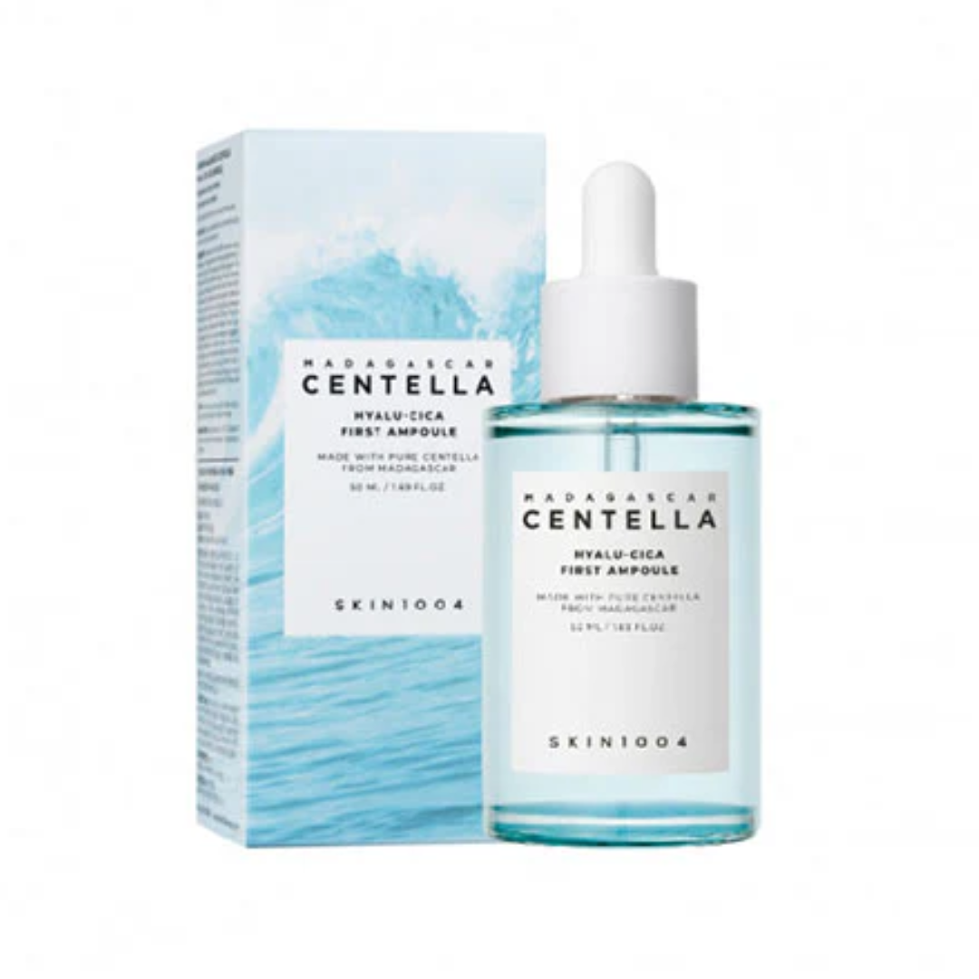 SKIN1004 Madagascan Centella Hyaluronic Acid First Ampoule bottle and packaging on a white background