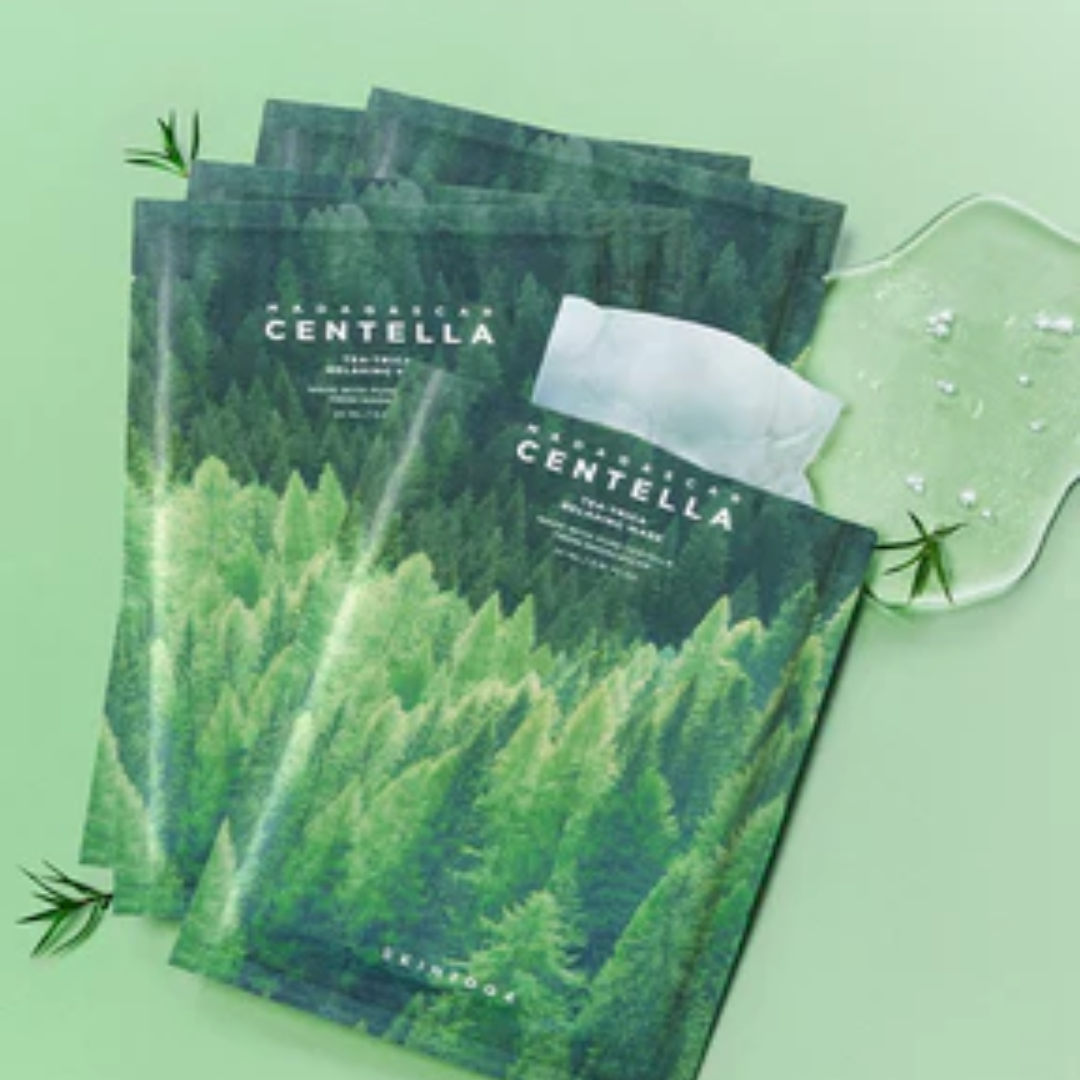 Sheets with 'Narayana Centella' branding on a green background