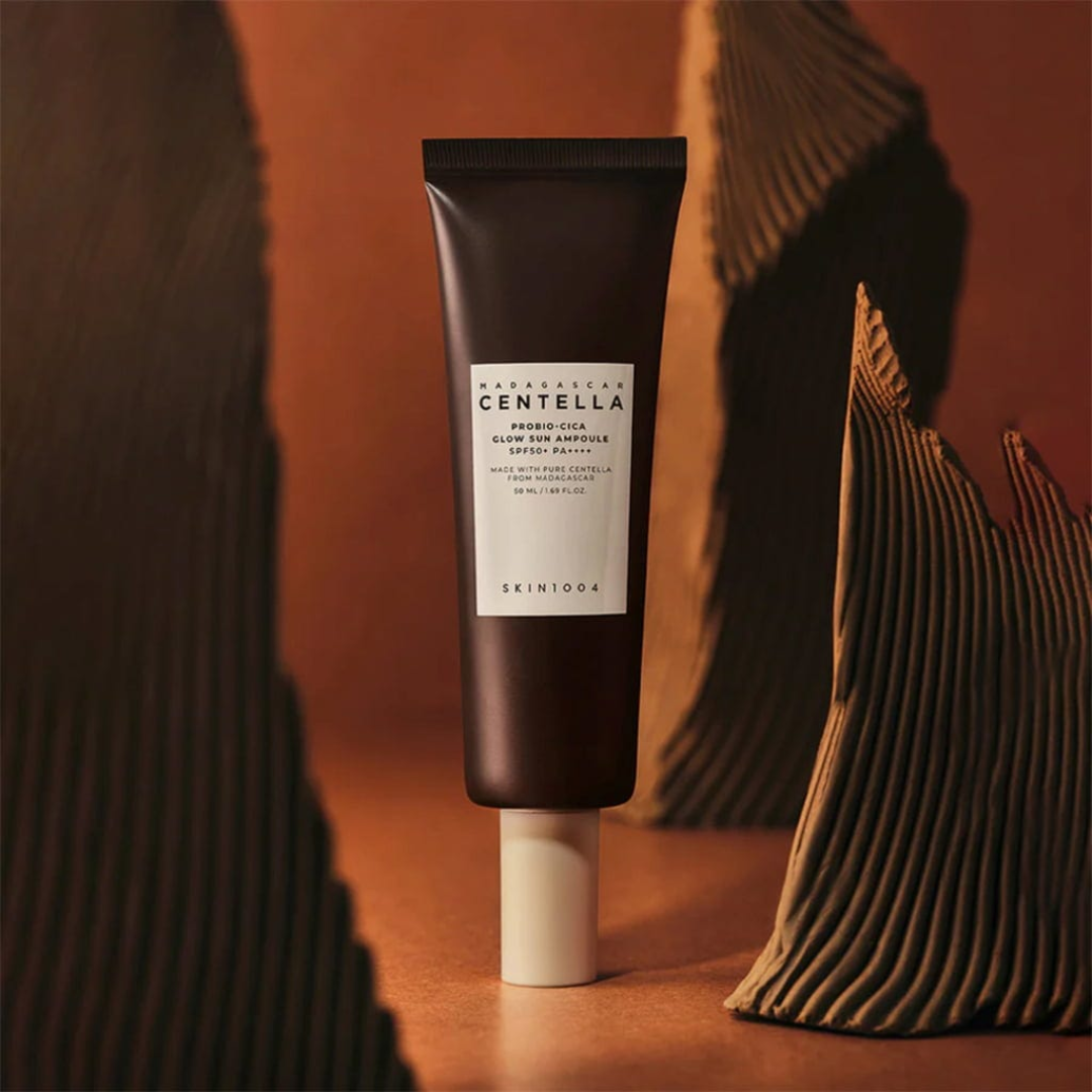 Skincare tube with a label on a wooden surface