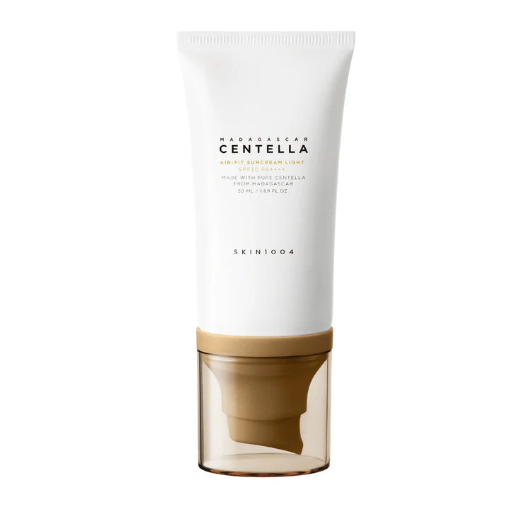 Skincare product with white label and brown base on a white background
