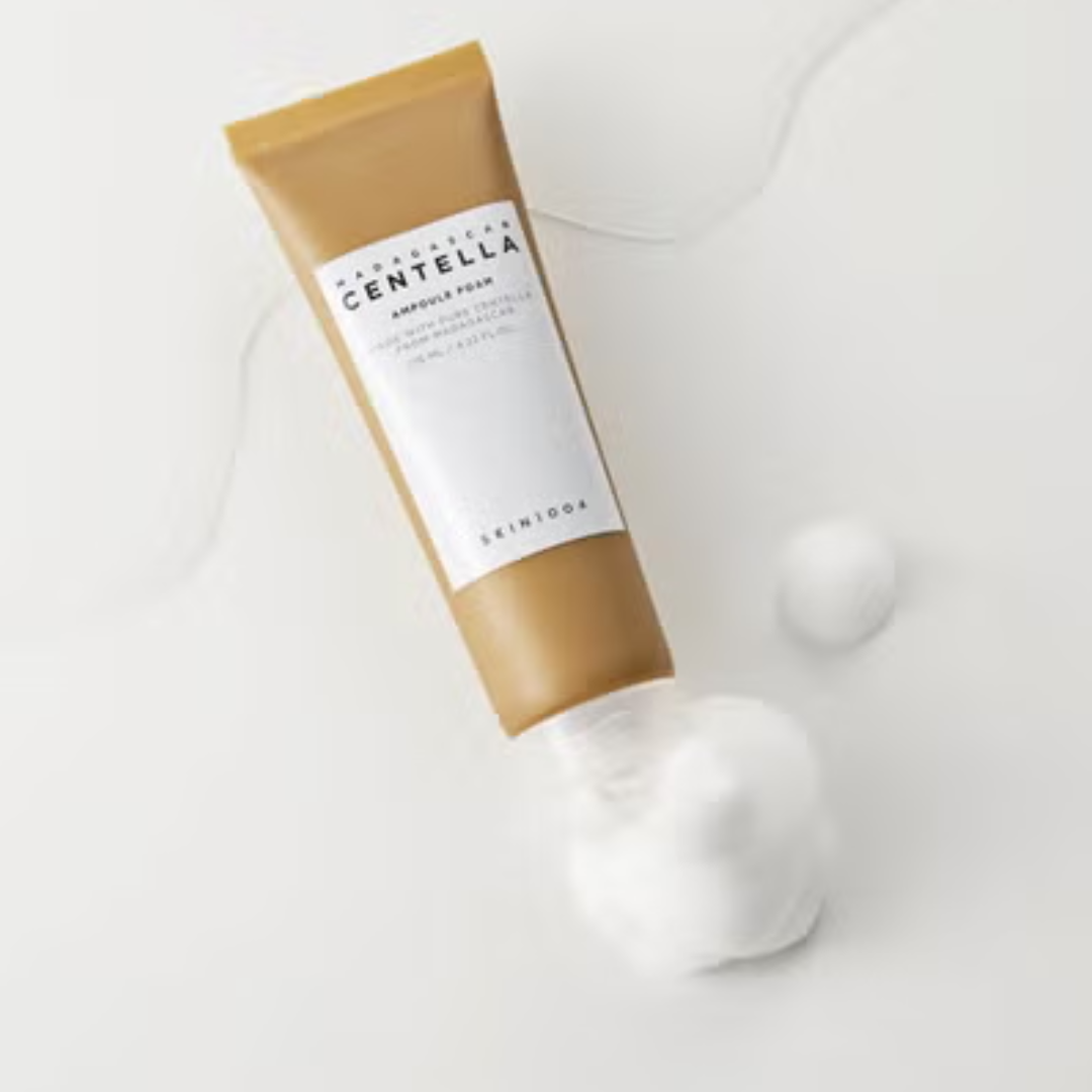Skincare product tube labeled 'Centella' on a white background