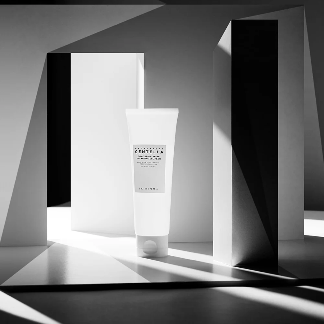 Skincare product with branding in a minimalist setting