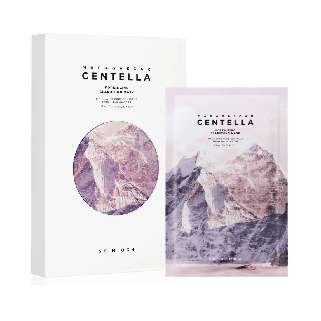 Madagascar Centella poreminizing clarifying mask packaging on a white background