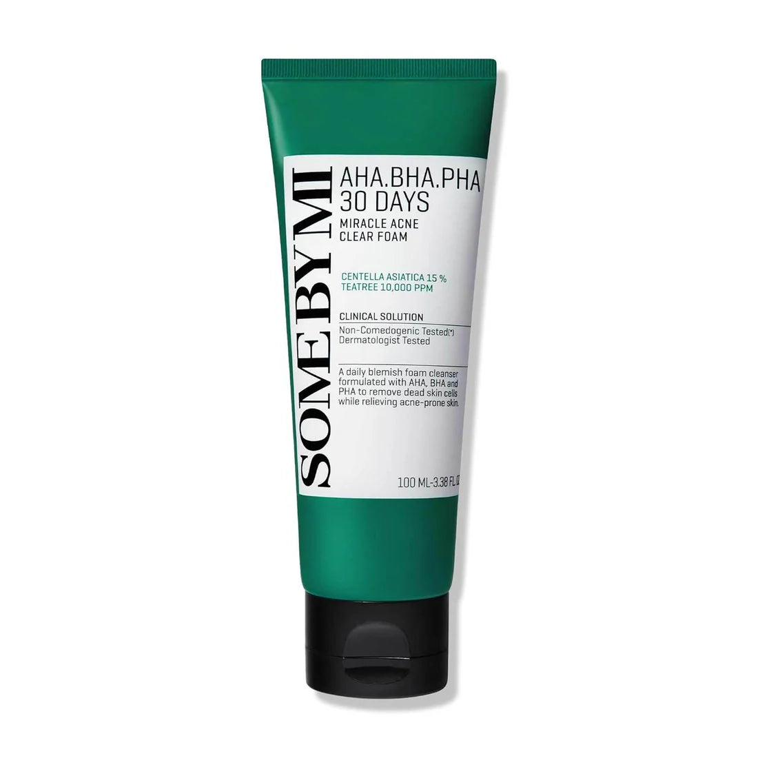 Tube of Sove by Mi AHA BHA PHA 30 Days Miracle Acne Clear Foam on a white background