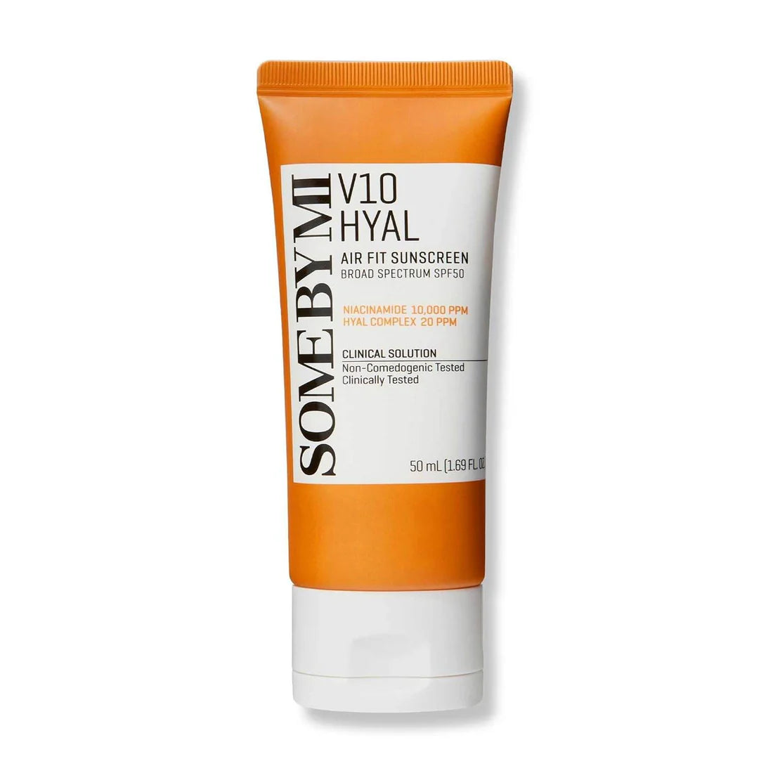 Sunscreen tube with white cap and white label on a white background