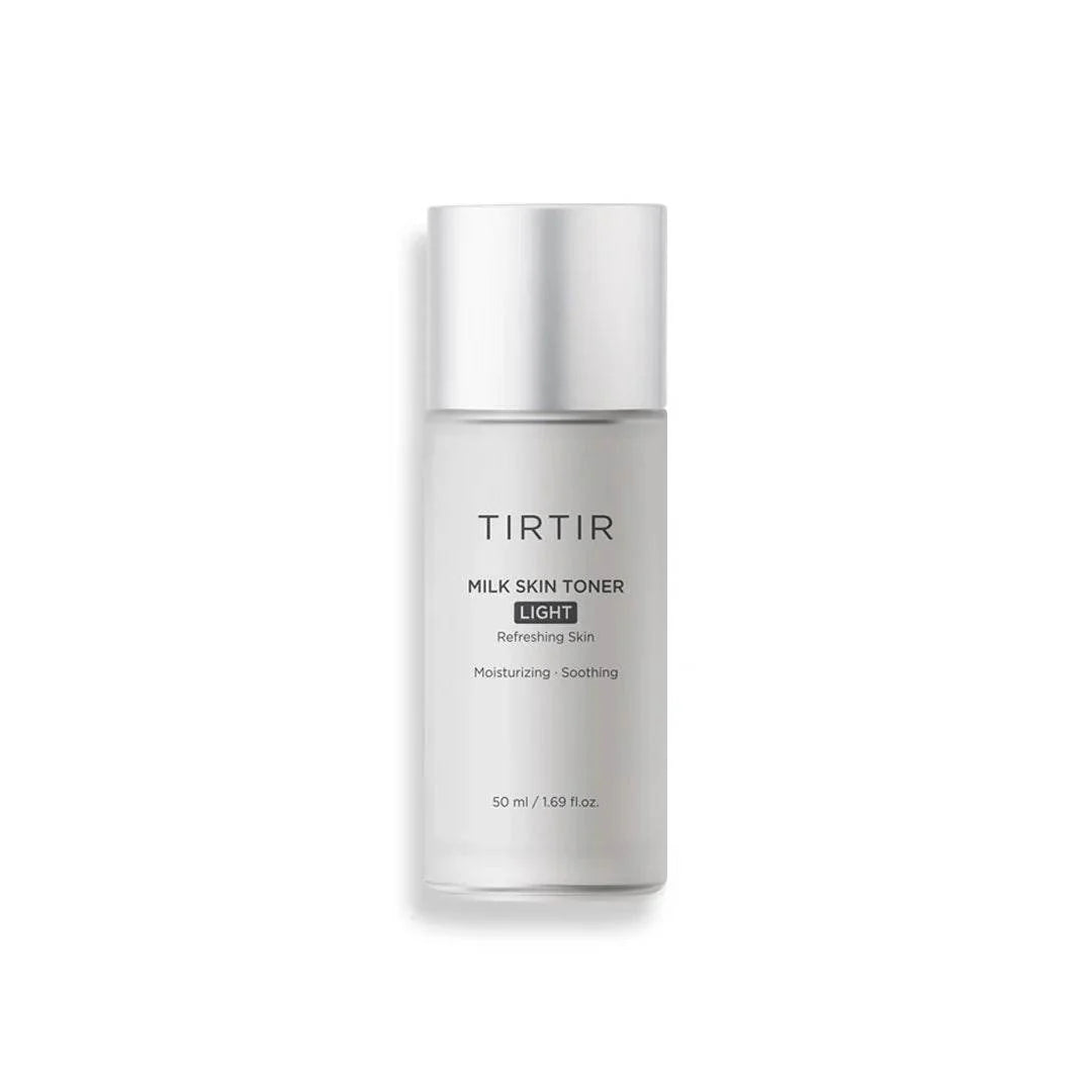 Tirtir milk skin toner bottle on a white background