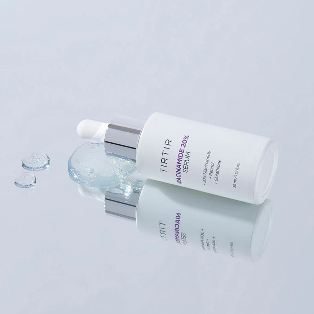 TIRTIR microneedling serum bottle with dropper on a light gray background