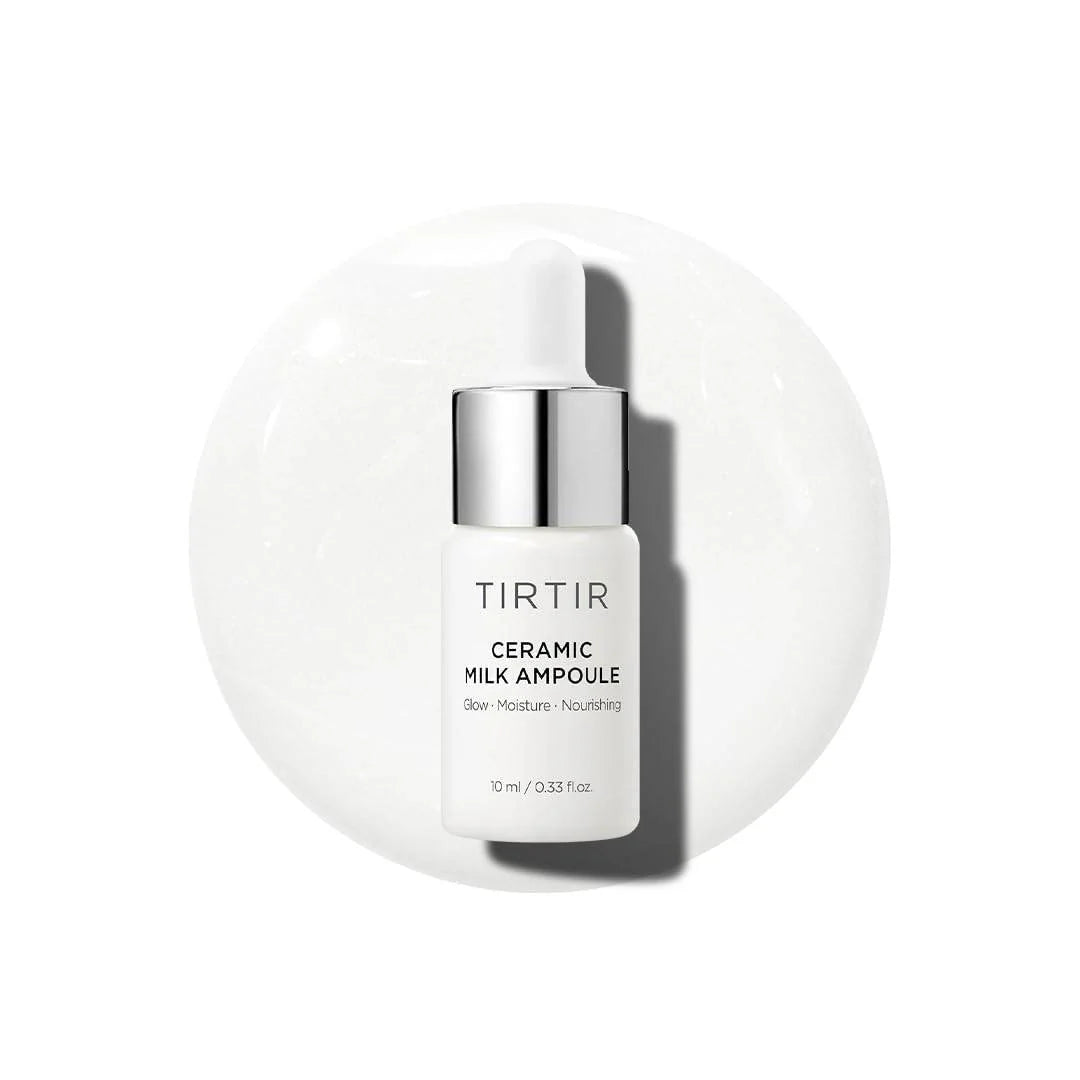 Tirtir milk ampoule bottle with liquid on a white background