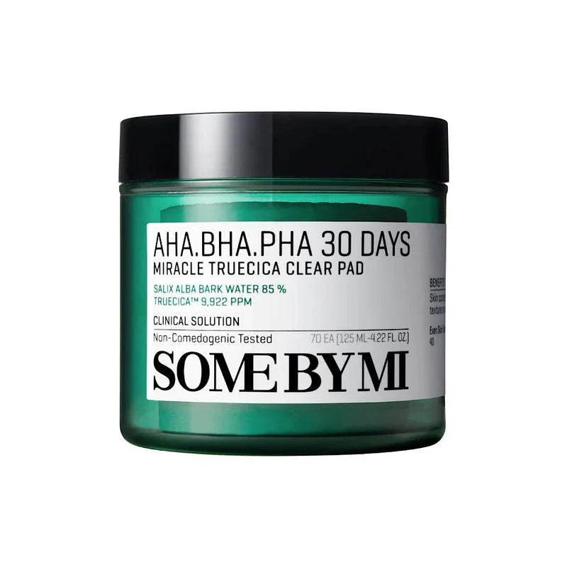 Green jar with black lid labeled 'Some by Mi' on a white background